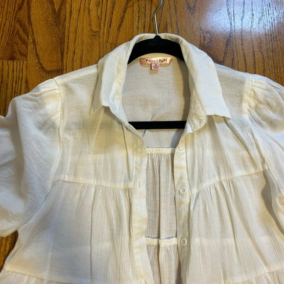White puff sleeve button up - Picture 3 of 7